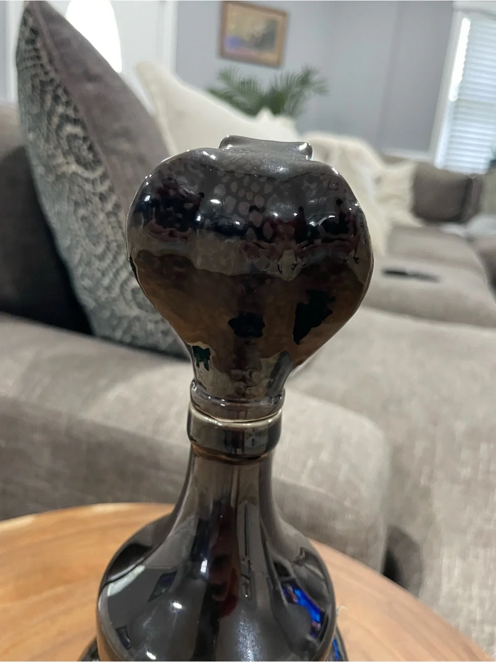Black Cobra Decanter Bottle - Sculptural Glass Snake